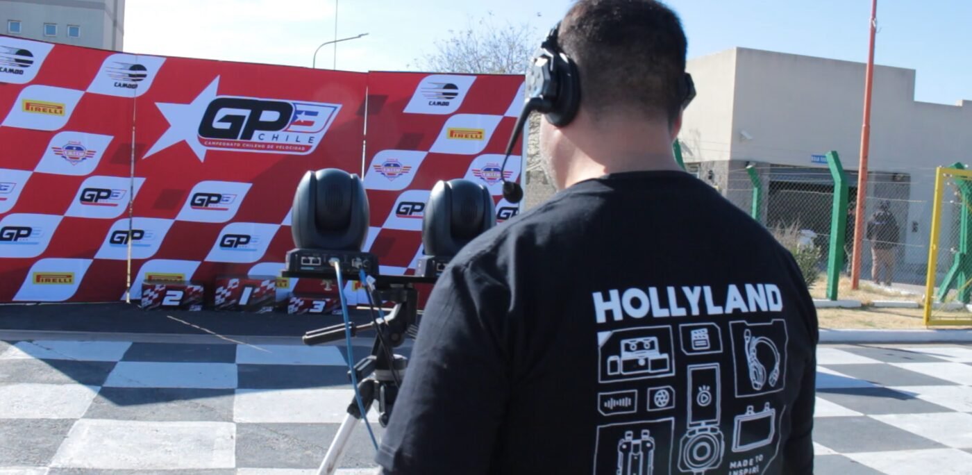 Operador de RosarioStreaming con equipo Hollyland en el GP3 Chile